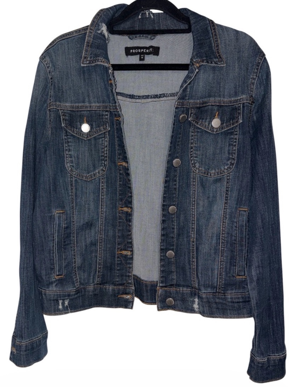 Prosperity Minimally Distressed Dark Blue Denim Jacket